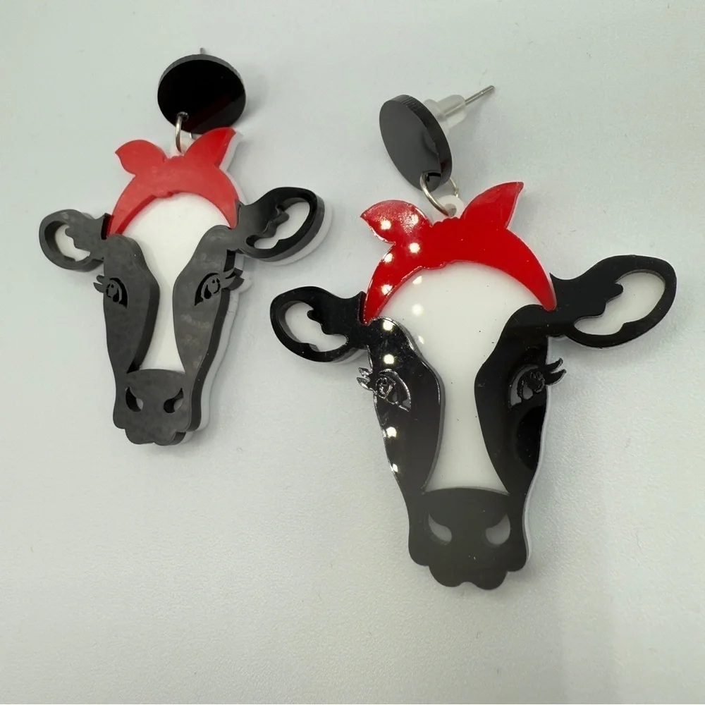 Milkmaid Dairy Cow Retro Acrylic Earrings